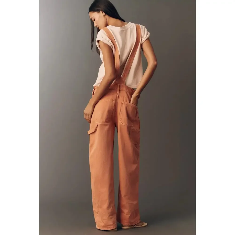 nwt ANTHROPOLOGIE PILCRO sz L Kayden Regenerative Cotton Barrel Overalls